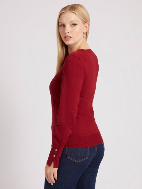 Pull Rouge Col V Guess