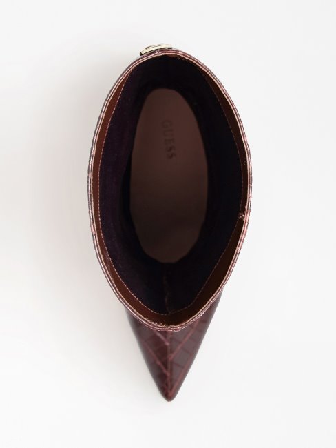 Bottes Hautes Dayton à Imprimé Croco Marron Guess