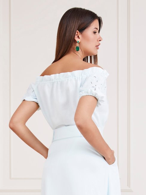 Guess Top Marciano Bleu Clair à épaules Dénudées