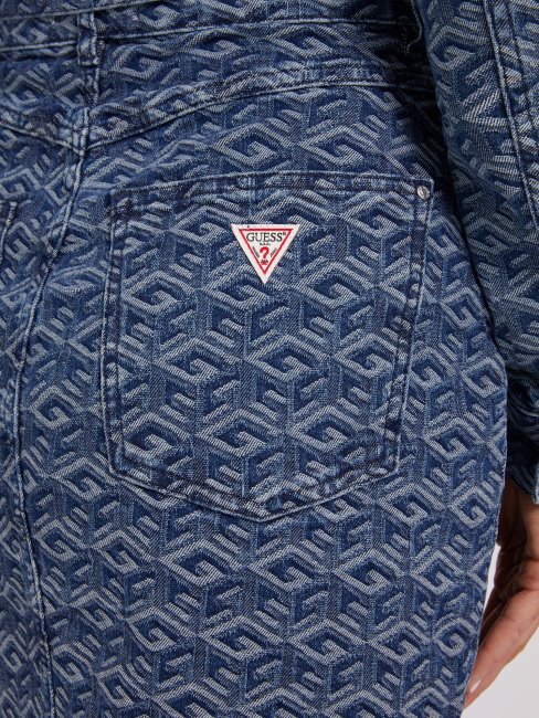 Jupe En Jean Logo All Over Guess Bleu