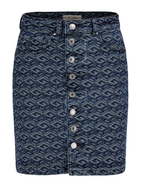 Jupe En Jean Logo All Over Guess Bleu