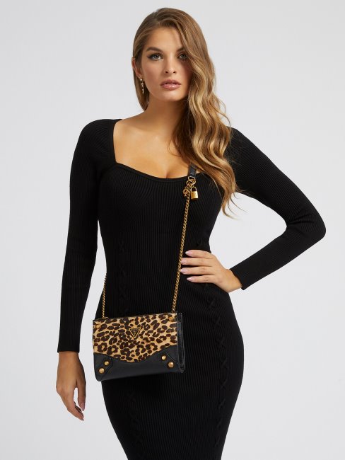Mini Sac à Bandoulière En Cuir Amantea Animalier Guess