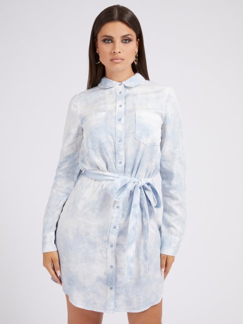 Guess Robe Chemisier Ceinturée Bleu