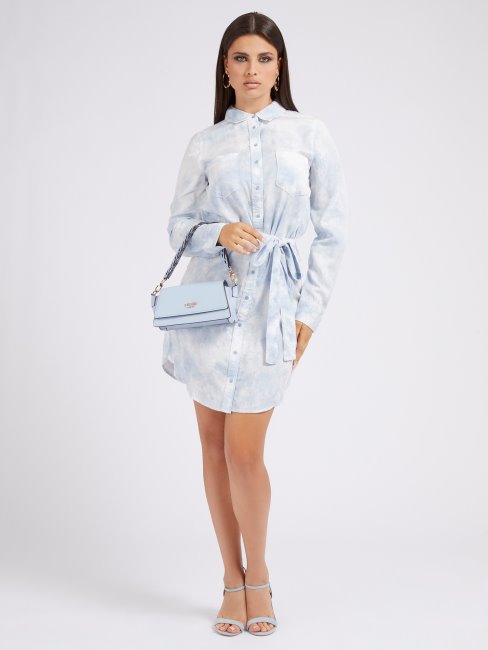 Guess Robe Chemisier Ceinturée Bleu