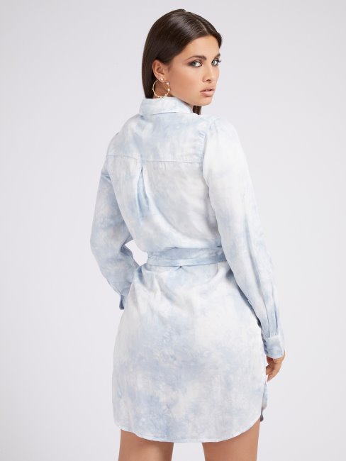 Guess Robe Chemisier Ceinturée Bleu