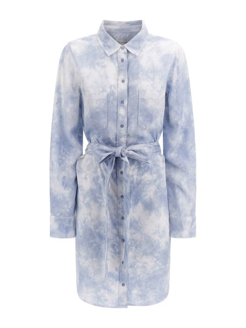 Guess Robe Chemisier Ceinturée Bleu