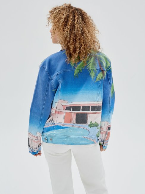 Veste En Jean Imprimé All Over Motif Multicolore Guess