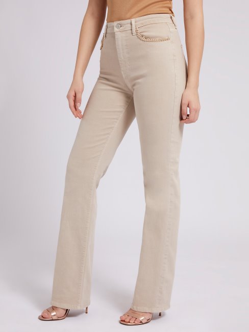 Pantalon En Jean Droit Guess Beige