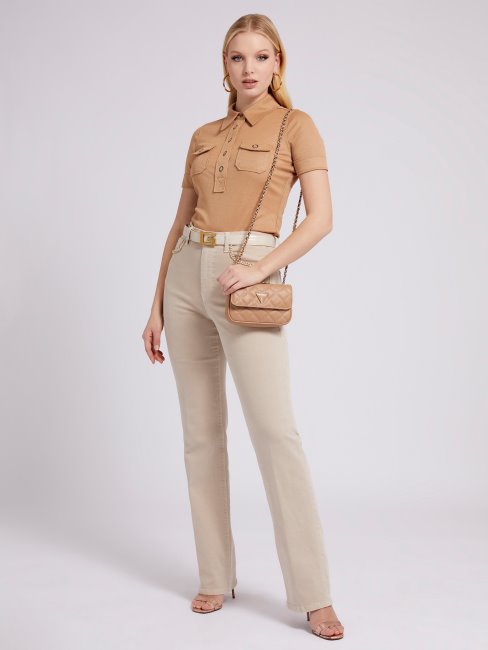 Pantalon En Jean Droit Guess Beige