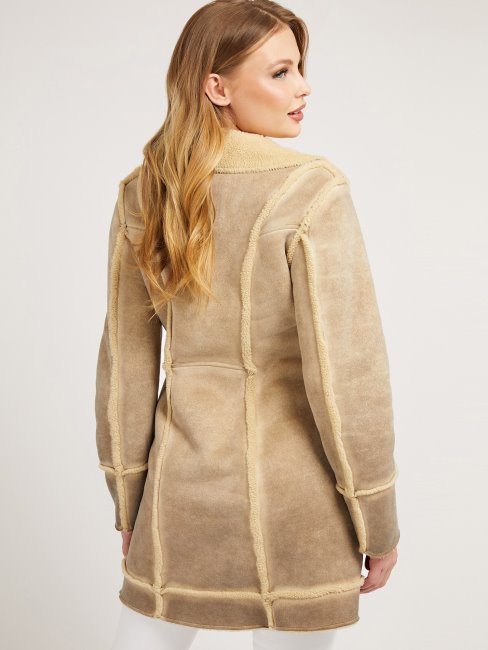 Veste En Fausse Fourrure Beige Guess