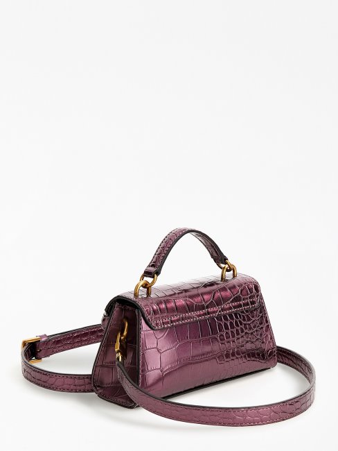 Micro Sac à Main Imprimé Croco Tullia Violet Guess