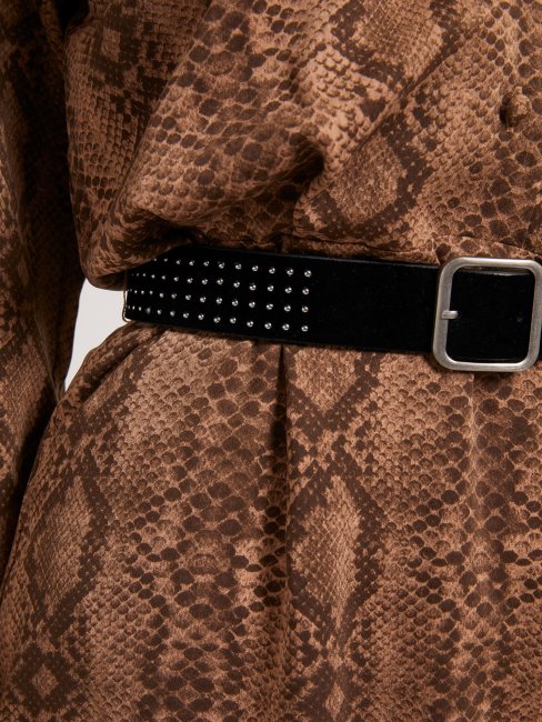 Robe Marron Ceinturée Imprimée Guess