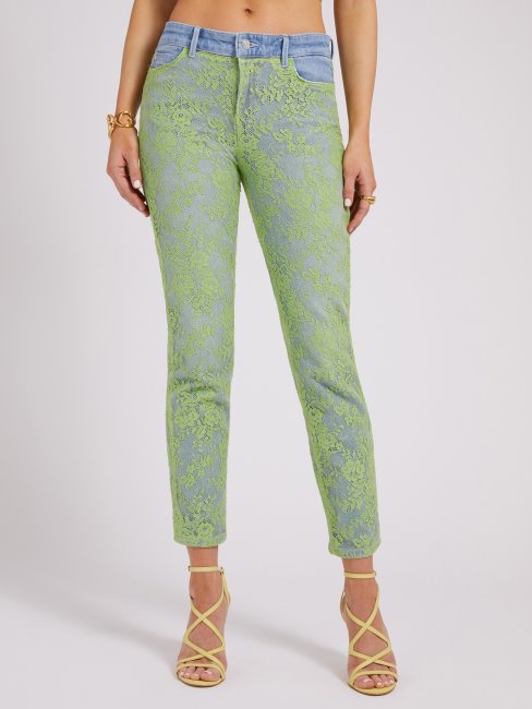 Guess Pantalon En Denim Bleu Dentelle
