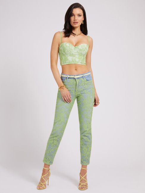Guess Pantalon En Denim Bleu Dentelle