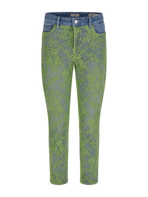 Guess Pantalon En Denim Bleu Dentelle