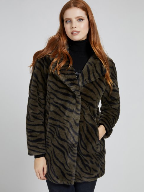 Veste Fausse Fourrure Verte Multi Guess Animalier