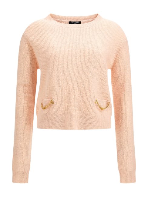 Guess Marciano Pull Détail Chaîne Rose