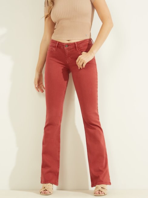 Guess Pantalon Denim évasé Rouge