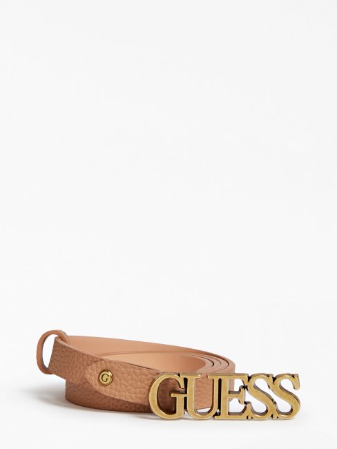 Ceinture Guess Logo Script Beige