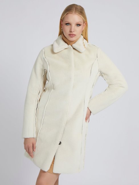 Guess Manteau En Fausse Fourrure Réversible Rouge Multi