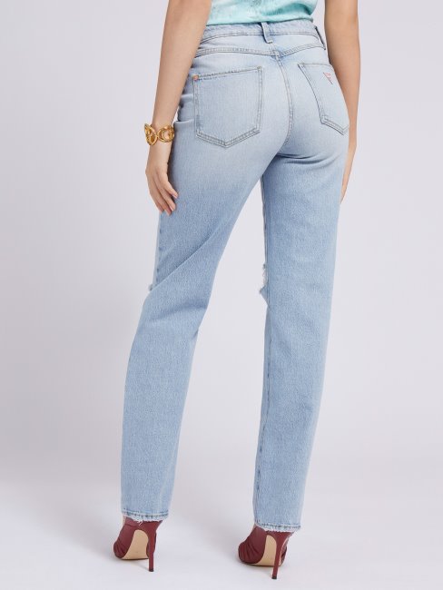 Pantalon Denim Droit Bleu Abrasions Guess