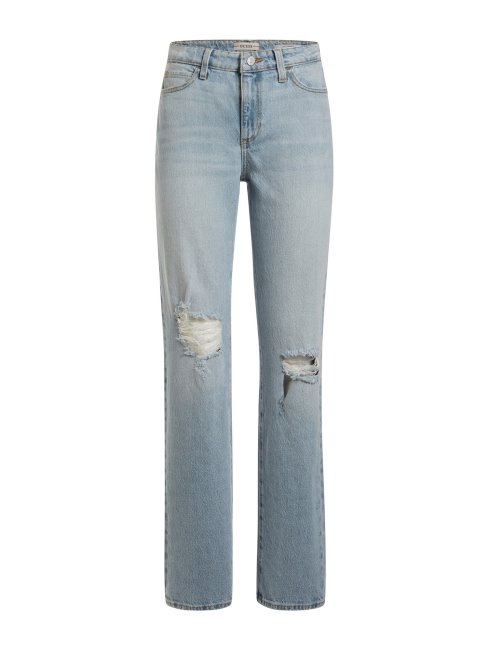 Pantalon Denim Droit Bleu Abrasions Guess