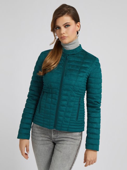 Guess Doudoune En Faux Suède Bleu