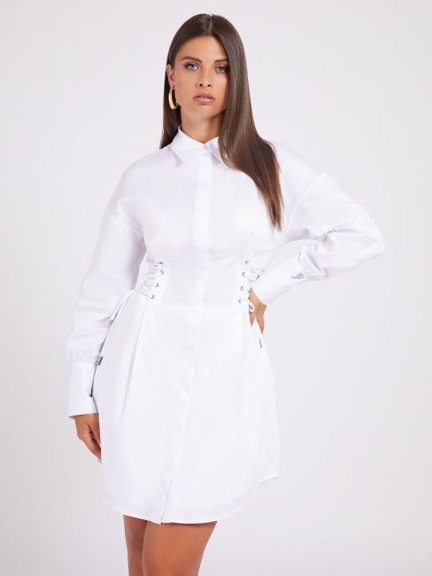 Robe à Lacets Sur Le Côté Blanc Guess