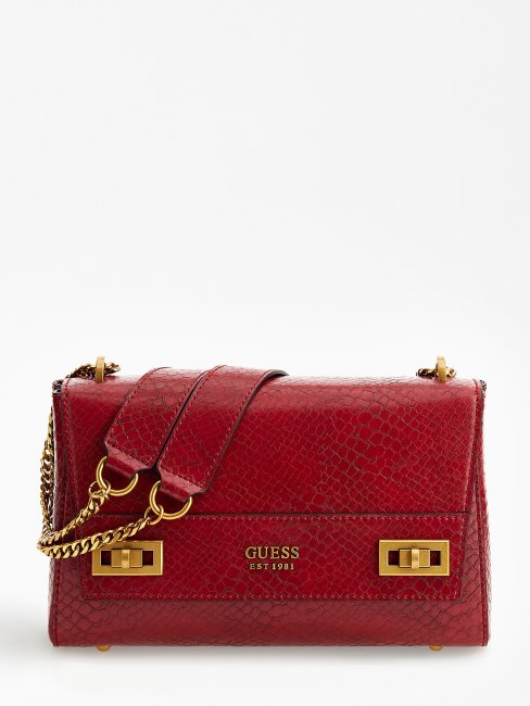 Guess Katey Sac à Bandoulière Imprimé Python Rouge