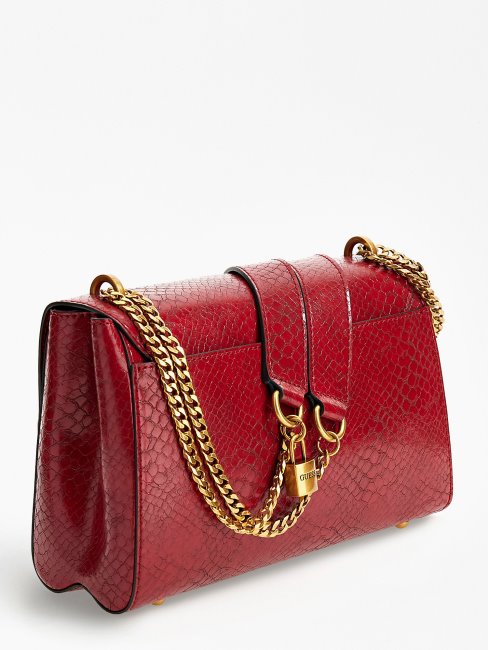 Guess Katey Sac à Bandoulière Imprimé Python Rouge