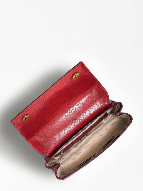Guess Katey Sac à Bandoulière Imprimé Python Rouge