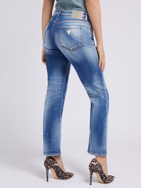 Pantalon En Jean Bleu Coupe Décontractée Guess Abrasions