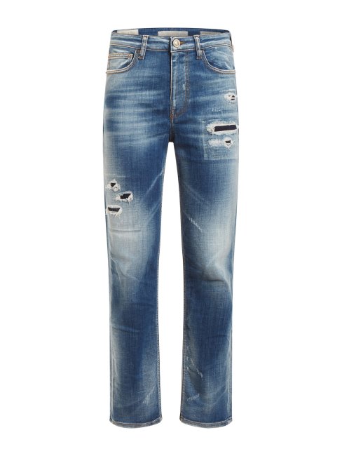 Pantalon En Jean Bleu Coupe Décontractée Guess Abrasions