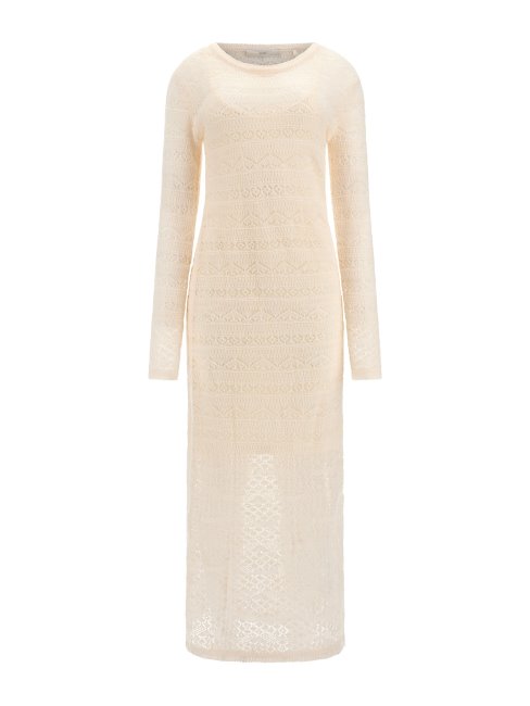 Robe Pull Longue En Laine Mélangée Guess Blanche