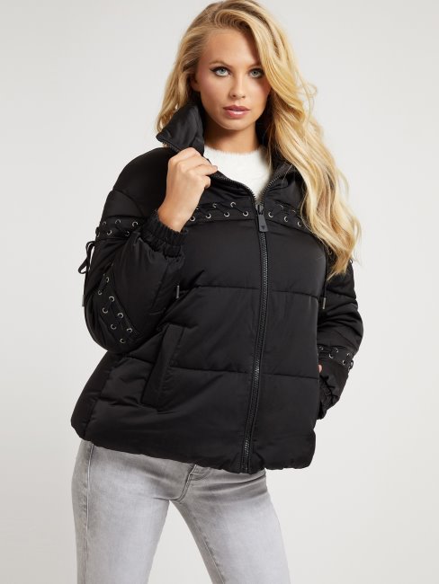 Veste Matelassée à Lacets Noir Guess