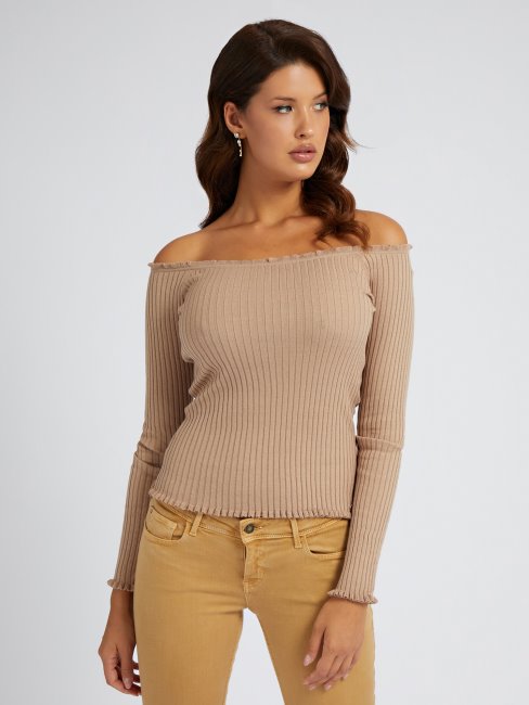 Pull Beige à épaules Dénudées Guess