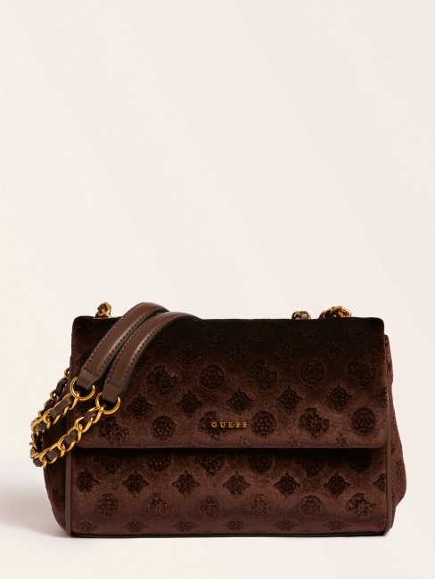 Kimi Sac à Bandoulière En Velours Guess Marron