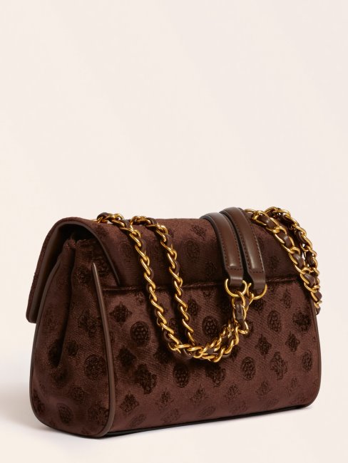 Kimi Sac à Bandoulière En Velours Guess Marron