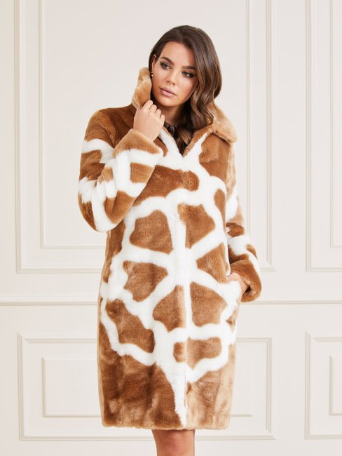 Guess Manteau En Fausse Fourrure Marron