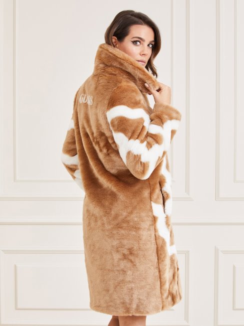 Guess Manteau En Fausse Fourrure Marron