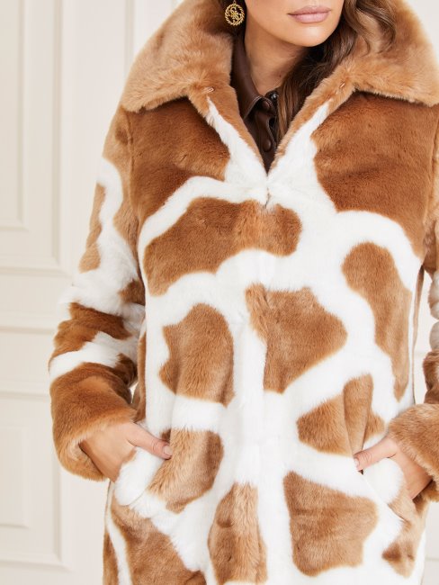Guess Manteau En Fausse Fourrure Marron