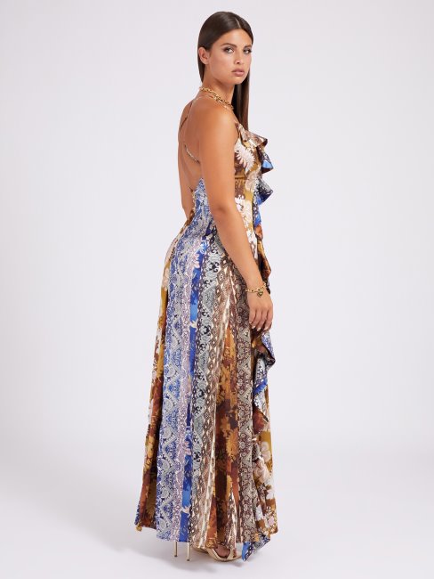Robe Longue Imprimé Multicolore Motif All Over Guess