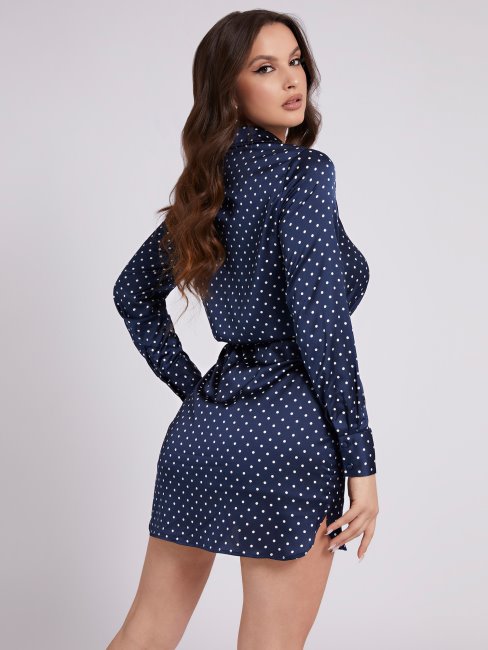 Robe Chemisier Imprimée Pois Bleus Guess