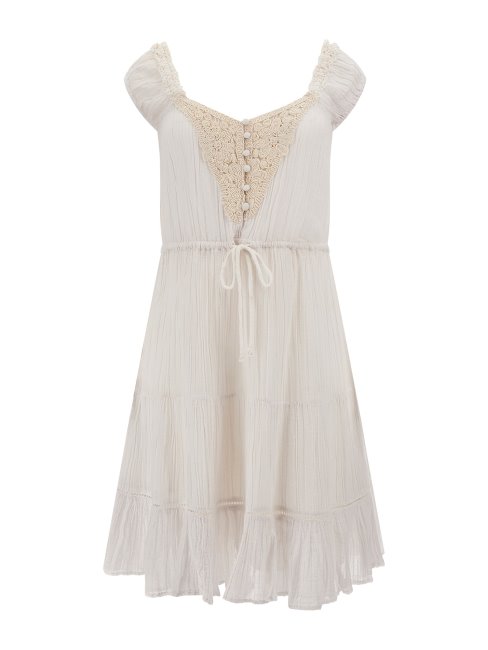 Guess Robe Blanche Ajustée Et évasée