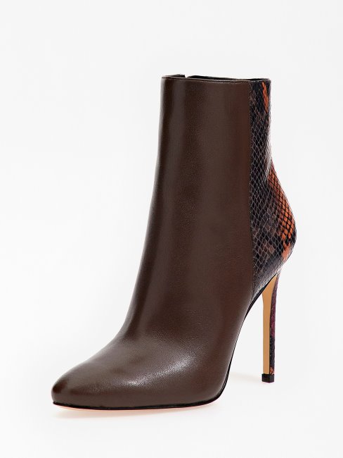 Guess Bottines Reddi En Cuir Véritable Marron