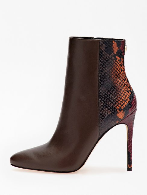 Guess Bottines Reddi En Cuir Véritable Marron