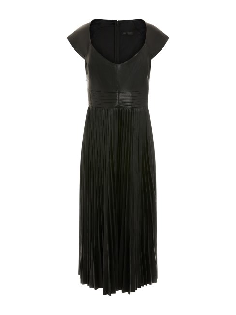 Robe Noire Plissée En Simili Cuir
