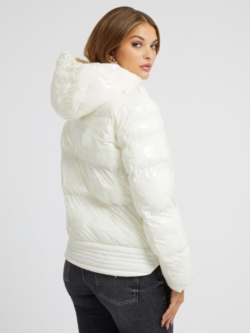Doudoune En Nylon Brillant Guess Blanc