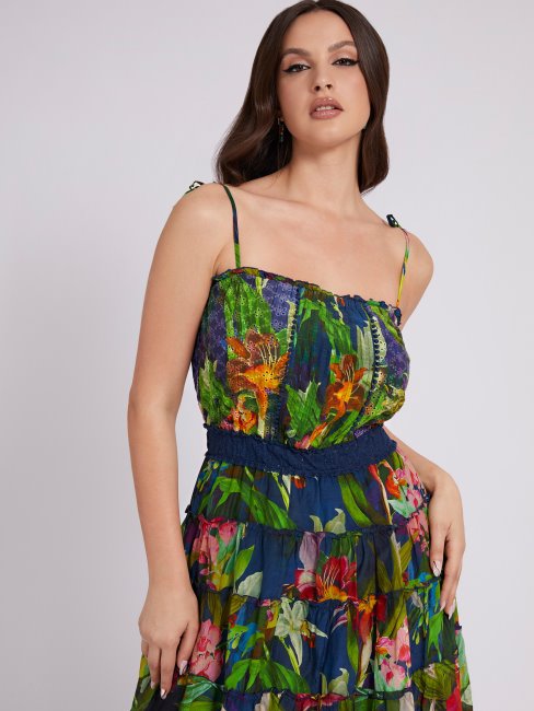 Robe En Coton Mélangé Noir Multi Guess