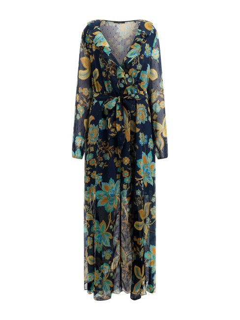 Robe Longue Bleue à Imprimé Fleuri Multi Guess